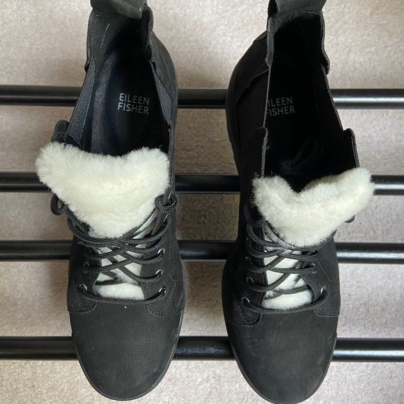 EILEEN FISHER Women Calm Leather Shearling Boots - NEW NWOB - Picture 2 of 8